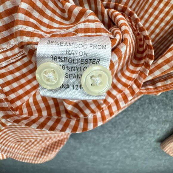 **SOLD**Johnnie O Shirt Mens Large Orange White Button Down Gingham - Picture 16 of 16